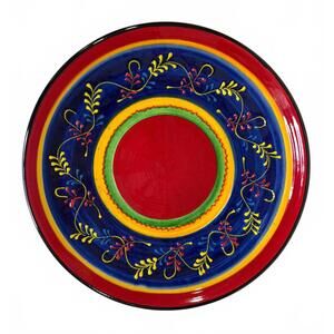 Vintage Del Rio Salado Spain Handmade 10 inches Wall Plate Red Blue Art Pottery